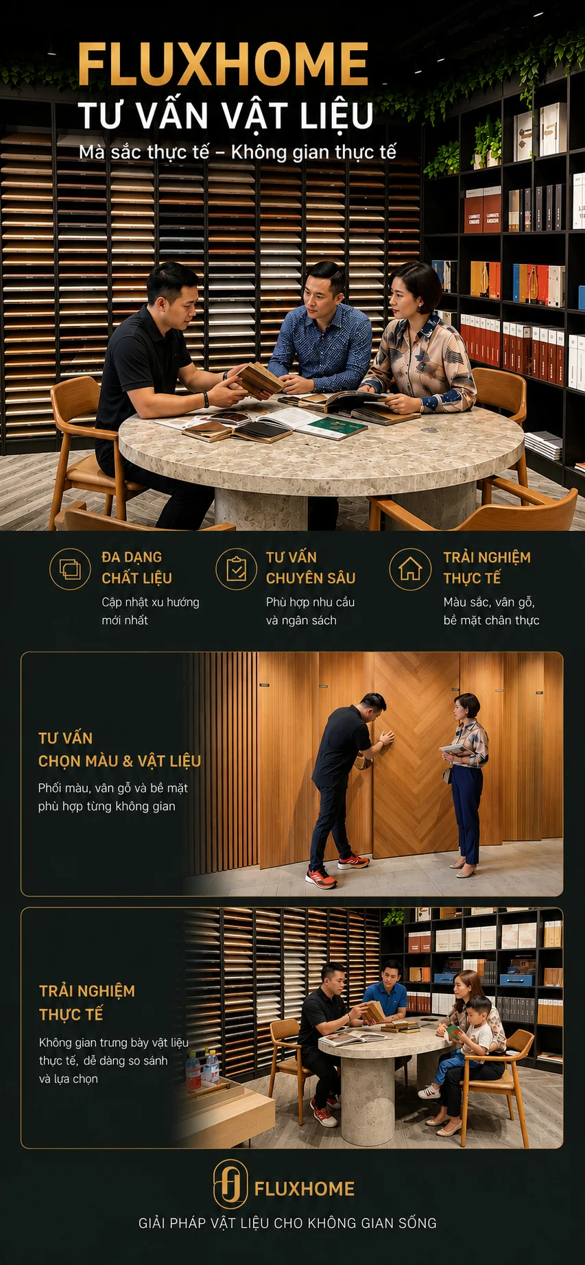 Không gian nội thất cao cấp Fluxhome sử dụng vật liệu An Cường chất lượng