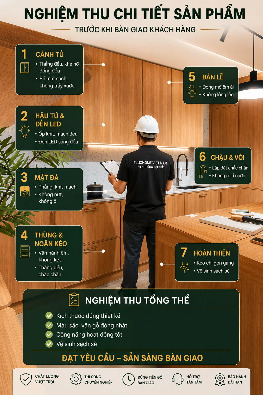 Nội thất hiện đại Fluxhome thi công đúng bản vẽ thiết kế và đúng ngân sách